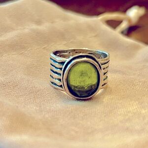 Silpada Oxidized Sterling Silver Green Quartz Ring Size 6